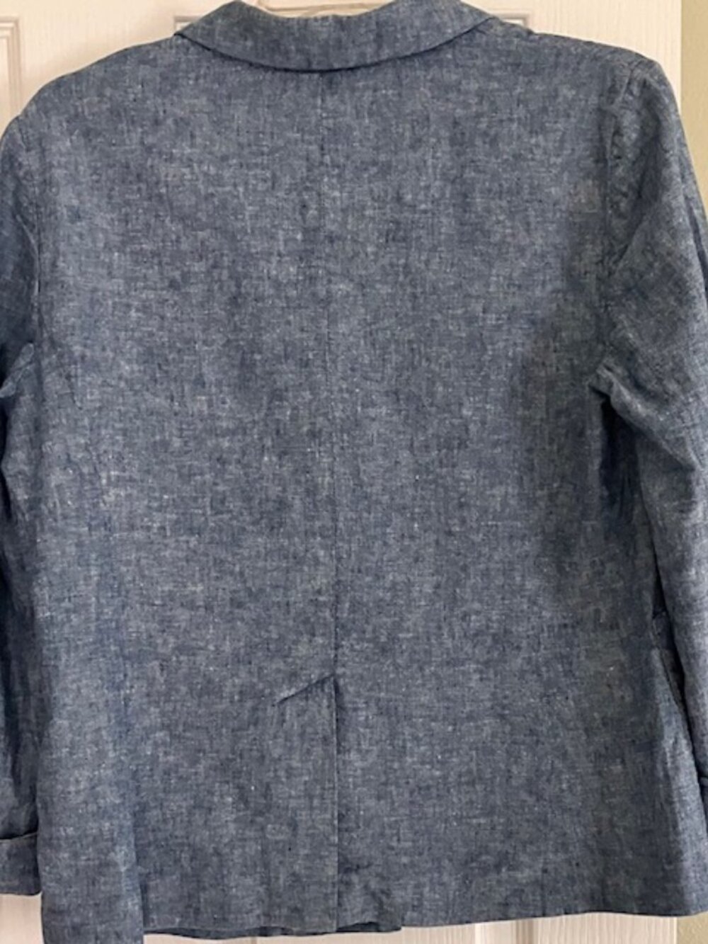 Ann Taylor Loft women's chambray blazer S 8 blue linen woven classic casual - Picture 4 of 6